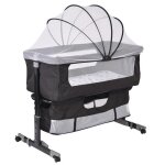 Lit bb volutif - supfine - portable avec roulettes - noir - 93 * 57 * 71 - 88cm
