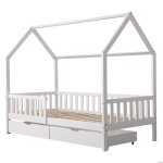 Lit cabane pour enfant 190x90cm blanc avec tiroirs marceau