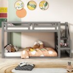 Lit cabane lit denfant 90x200 cm lit superpos� inf�rieur avec escalier de s�curit� bois massif lit enfant ...