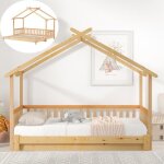 Lit cabane enfant 90x200cm - extensible - certifi� en747 - lit simple et double - bois massif - couleur ...