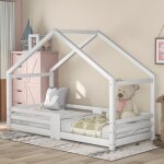 Lit cabane enfant 90 x 200cm avec protection contre les chutes et chemin�e sommiers � lattes robustes ...