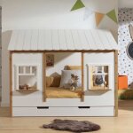 Pack - lit cabane enfant & tiroir housebed iv 90x200cm blanc