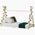 Lit cabane enfant weber sioux - 90x190 cm - pin massif - naturel - montessori - sommier inclus Lit cabane enfant weber sioux - 90x190 cm - pin massif - naturel - montessori - sommier inclus