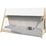 Lit cabane tipi 70x140 cm avec sommier et toile - naturel Lit cabane tipi 70x140 cm avec sommier et toile - naturel