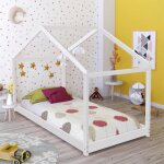 Lit cabane - weber industries - koala - blanc - 90x190 - sommier  lattes inclus