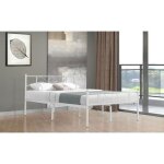 Lit avec cadre en mtal modle hola 140 x 190 cm - blanc - no name - lit mtal - a lattes - industriel ...