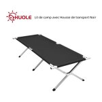 Lit de camp pliant huole 190 cm x 64 cm - noir - camping