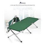 Lit de camping pliant - quiienclee - vert - 1 place - adulte - r�gulier - camping