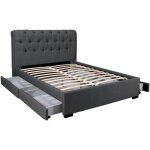 Lit chelsea 140x190 + 4 tiroirs + sommier / gris foncé Lit chelsea 140x190 + 4 tiroirs + sommier / gris foncé