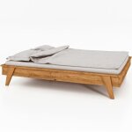 Lit avec pieds inclin�s en ch�ne massif clair 160x200 - lt36003 - bois clair - terre de nuit