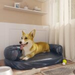 Lit pour chien - haba - ergonomique - similicuir - 75x53cm - bleu fonc�