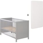 Lit bb 2 en 1 roba - taupe - 60x120 cm - lit cododo avec 5 barres amovibles - hauteur rglable