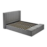 Lit coffre 140 x 190 cm avec banc - tissu - gris - douino