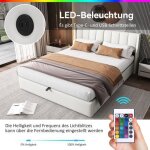 Lit coffre 140 x 200cm a lattes - usb - led - rglable - blanc