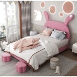 Lit coffre 140x200cm clairage de chevet led lit 2 personnes oreilles de lapin pliables sommier  lattes ...