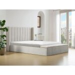 Lit coffre 160 x 200 cm avec banc - tissu - beige - douino