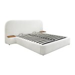 Lit coffre 160 x 200 cm avec chevets - tissu bouclette - blanc - esteria de maison céphy Lit coffre 160 x 200 cm avec chevets - tissu bouclette - blanc - esteria de maison céphy