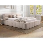 Lit coffre 160 x 200 cm - tissu - beige - forvik ii de pascal morabito Lit coffre 160 x 200 cm - tissu - beige - forvik ii de pascal morabito