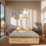 Lit coffre 160x200cm ben + sommier / ch�ne massif huil�