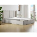 Lit coffre 180 x 200 cm avec banc - tissu - beige - douino