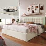 Lit coffre 180x200cm lit double avec led multicolore grand espace rangement et sommier lattes bois massif ...