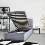 Lit coffre 90x190 sommier inclus mily gris fonc - weber industries - elgance - chic - a lattes