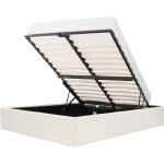Lit coffre adulte 140 x 190 cm - tissu beige - eclipse Lit coffre adulte 140 x 190 cm - tissu beige - eclipse