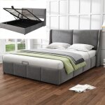 Lit coffre adulte 160x200 cm capitonn� en velours lit double grand espace de rangement sommier � lattes ...