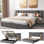 Lit coffre 180 x 200 cm avec lampe orientable et recharge usb lit adulte large et remplie de moussemotif ...