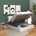 Lit coffre adulte contemporain simili blanc + sommier - l 160 x l 200 cm - majesty Lit coffre adulte contemporain simili blanc + sommier - l 160 x l 200 cm - majesty