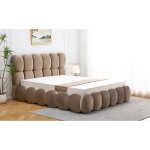 Lit - coffre design boule bilbola avec sommier relevable 140x190cm velours taupe Lit - coffre design boule bilbola avec sommier relevable 140x190cm velours taupe