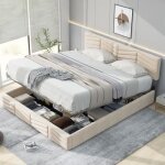 Lit rembourr coffre 140 x 200 cm avec sommier  lattes et tte de lit lit double tte de lit rglable ...
