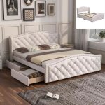 Lit coffre 160 x 200 cm avec sommier  lattes lit double de rangement tte de lit orne de rivets lit ...