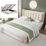 Lit coffre double 160 x 200 cm lit rembourr� 2 personnes avec caissons et tiroirs sommier � lattes en ...