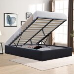 Lit coffre manon 160x200 cm noir 14 lattes design contemporain - manon noir