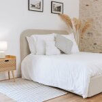 Lit coffre nova tissu beige - sommier inclus - 90x190cm