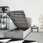 Lit coffre - lequaidesaffaires - parma 90x190 - grand coffre de rangement - gris clair