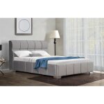 Lit avec coffre de rangement gris modle lyna 140 x 190 cm