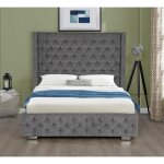 Lit avec coffre de rangement gris silver modle joey 140 x 190 cm