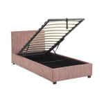 Lit coffre sommier  lattes et tte de lit 90 x 190cm velours ctel (grosse cte) avalon