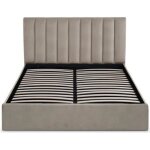 Menzzo lit coffre songe + sommier velours taupe 160cm - velours l169 x p217 x h112 cm