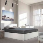 Lit coffre avec sommier en bois blanc 160x200 - lt14022 - blanc - terre de nuit