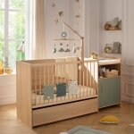 Lit combiné - 120 x 60 cm - evolutif en 90 x 190 cm - charlie - sauthon - sauge Lit combiné - 120 x 60 cm - evolutif en 90 x 190 cm - charlie - sauthon - sauge