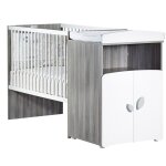 Lit combin - 120x60cm - evolutif en 90x190cm - babyprice leaf - en bois gris