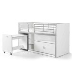 Lit combin compact enfant - paris prix - bonny - blanc - bureau  roulettes - armoires - niche