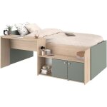 Lit combin enfant 90x190 / 200 cm jade - chne / vert cladon - bureau et rangements - parisot