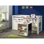 Lit combin enfant avec bureau commode et tagre en pin massif - vipack