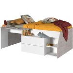 Lit combin enfant contemporain parisot kim - gris loft et blanc - l 90 x l 190 ou 200 cm