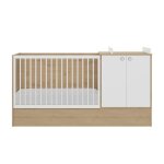 Lit �volutif b�b� / junior effet bois ch�ne beige avec rangement