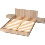 Lit cool 140x190 cm + 2 chevets + sommier / dcor chne blanchi